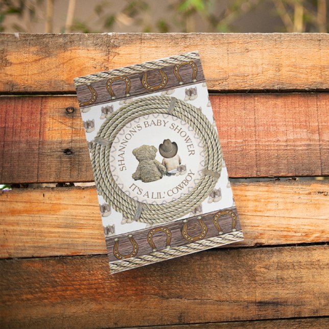Lil' Cowboy Rustic Country and Western Baby Shower Invitation (Creator Uploaded)