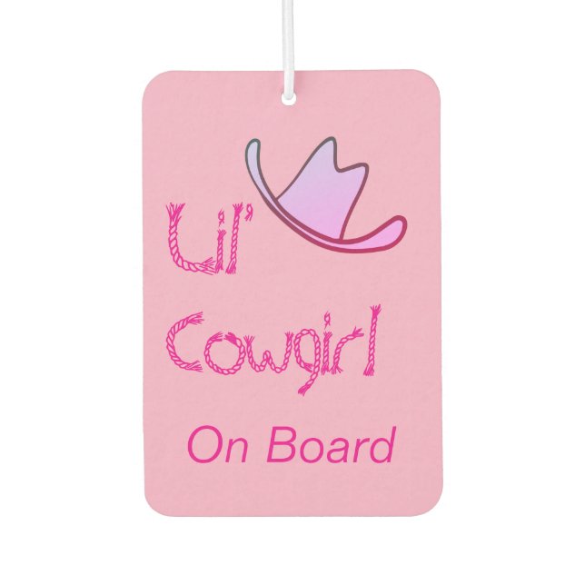 Lil' Cowgirl On Board Western Baby Car Air Freshener (Front)