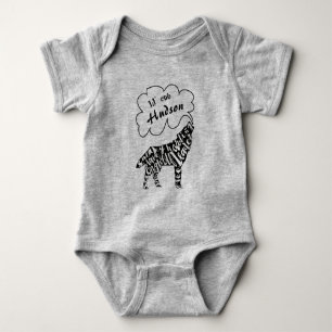 Lil' Cub Your Baby's Name and Wolf with Wolf Words Baby Bodysuit