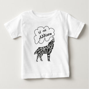 Lil' Cub Your Child's Nam and Wolf with Wolf Words Baby T-Shirt