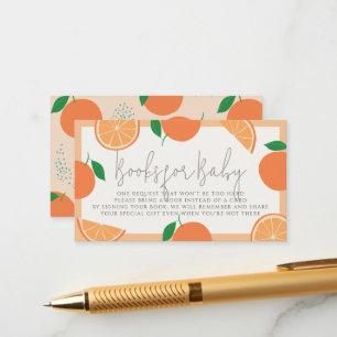 Lil Cutie Modern Orange Baby Shower Book Request Enclosure Card