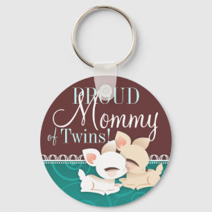 Lil Deerie Twins Teal & Brown Key Ring