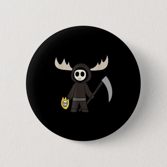 Lil Doom Moose - Funny Reaper Cartoon  6 Cm Round Badge (Front)