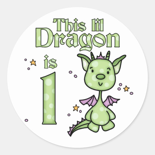 Lil Dragon 1st Birthday Classic Round Sticker (Front)