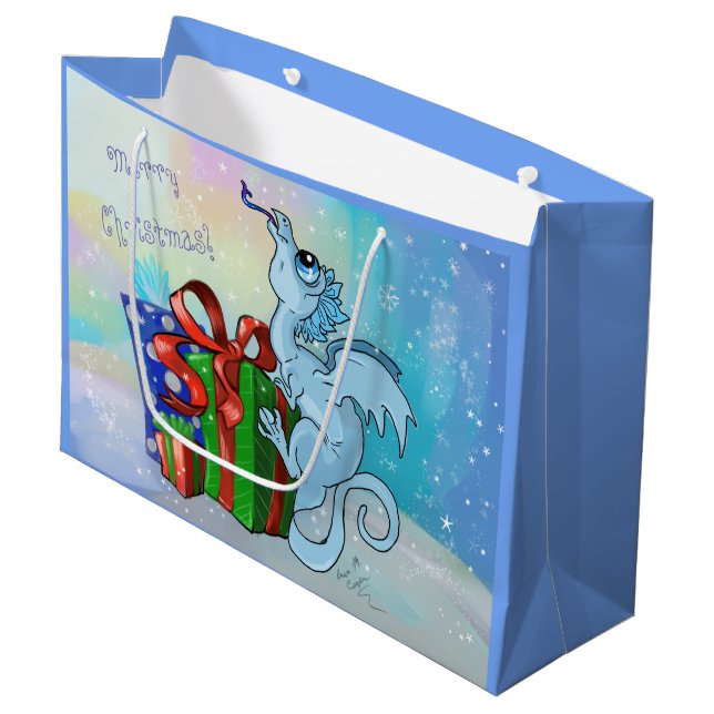 lil' Dragon Snowflake Large Gift Bag (Front Angled)