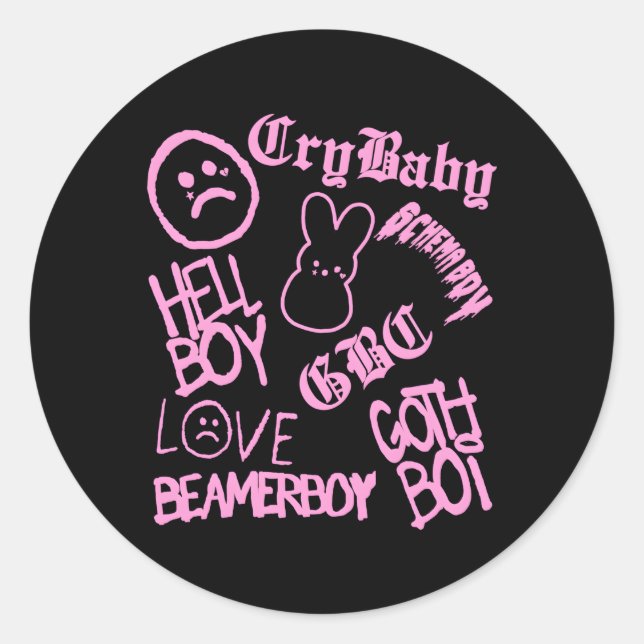 Lil Emo Rap Goth Peep Hip Hop Tattoo Classic Round Sticker (Front)