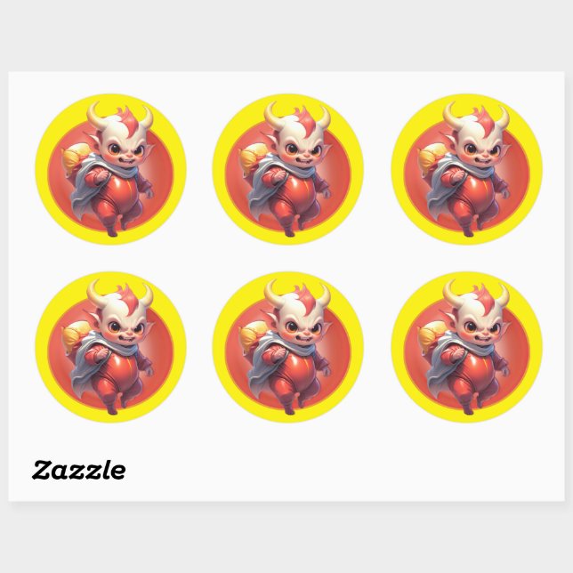 Lil Fire Imp Classic Round Sticker (Sheet)