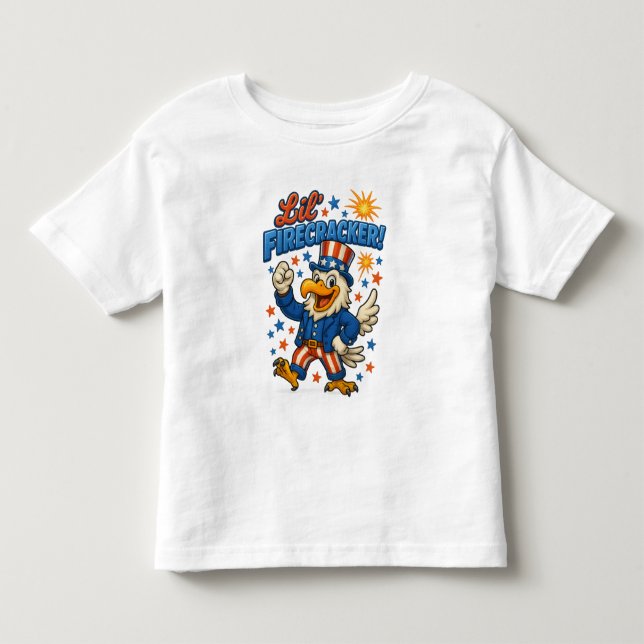  Lil’ Firecracker Freedom Classical Eagle Toddler T-Shirt (Front)