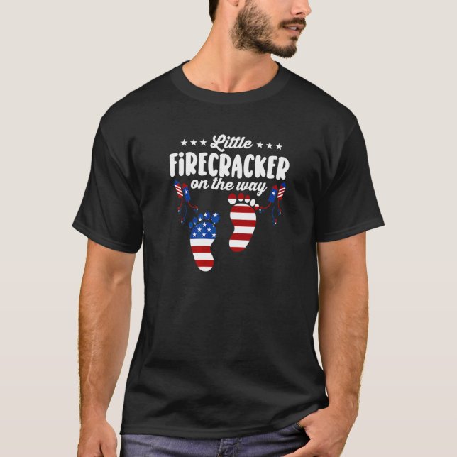 Lil Firecracker On The Way 4th Of July T-Shirt (Front)