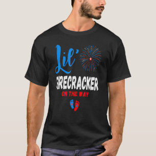 Lil' Firecracker On The Way Cute 4th Of July Pregn T-Shirt