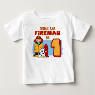Lil Fireman 1st Birthday Baby T-Shirt