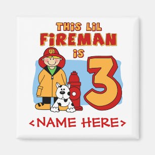 Lil Fireman 3rd Birthday Magnet