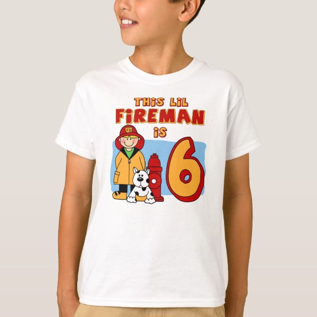 Lil Fireman 6th Birthday T-Shirt (Front)