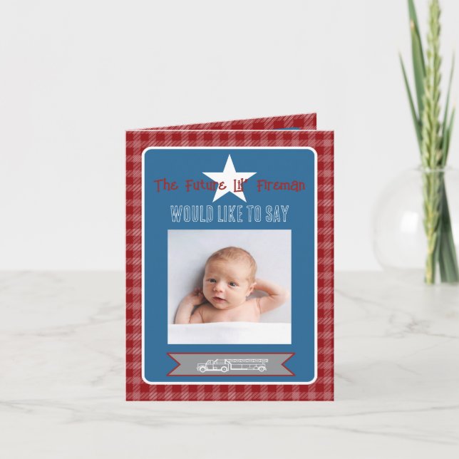 Lil’ Fireman Folded Thank You Invitation (Front)