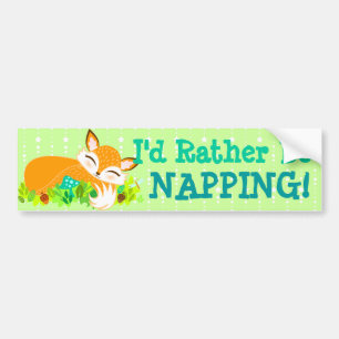 Lil Foxie Cub - RATHER BE NAPPING Bumper Sticker