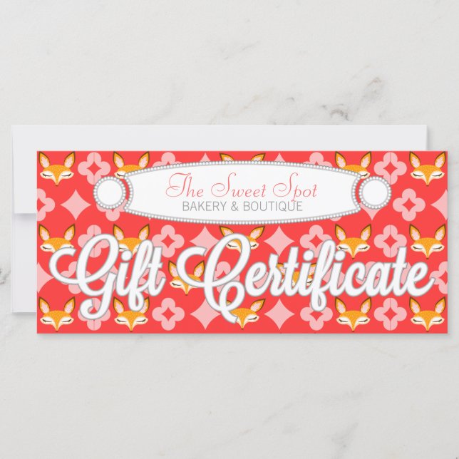 Lil Foxie - Cute Girly Fox Custom Gift Certificate (Front)