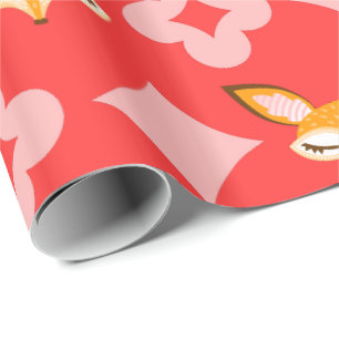 Lil Foxie - Cute Girly Fox Pattern Wrapping Paper
