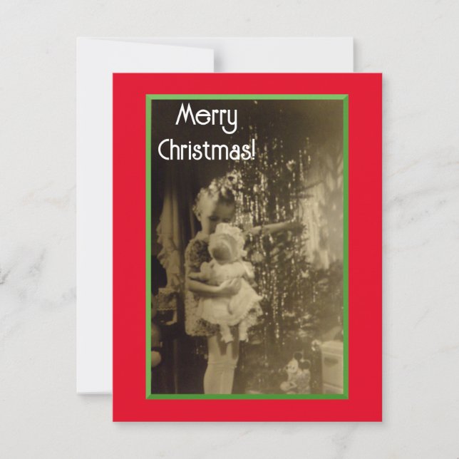 Lil Girl With New Doll Christmas Card (Front)