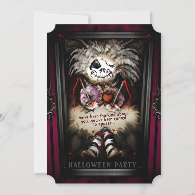 Lil Girly Voodoo Doll Halloween Party Invitation (Front)