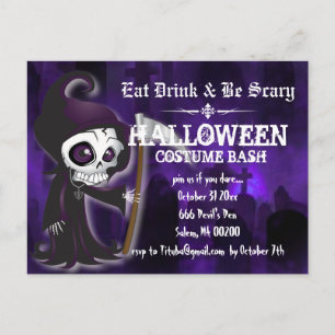 Lil' Grim Halloween Party Invite Postcard