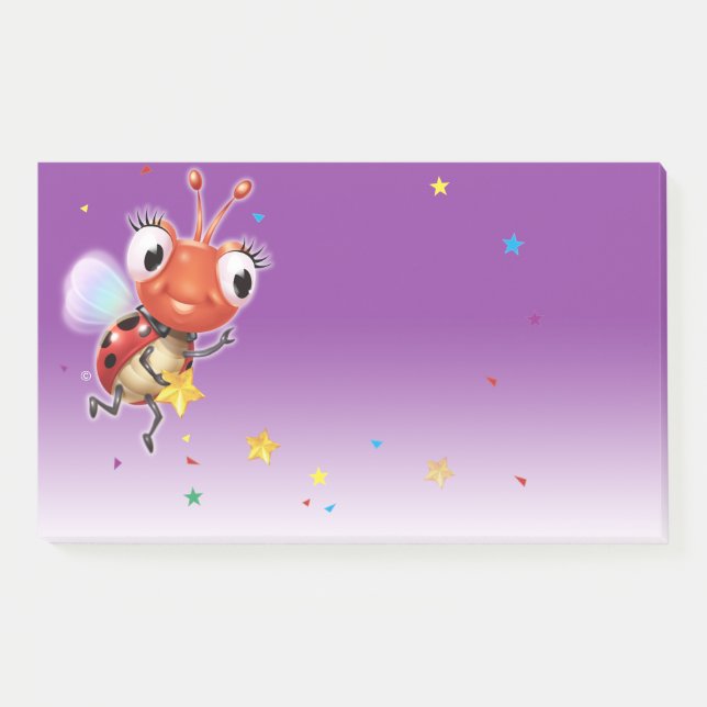 Lil Ladybug purple fade wide Post-it note block (Front)