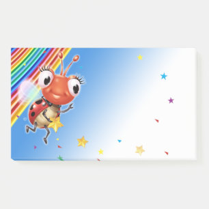 Lil Ladybug rainbow stars wide Post-it note block