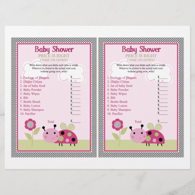 "Lil Ladybug with Polka Dots" Price is Right Game Flyer (Front)