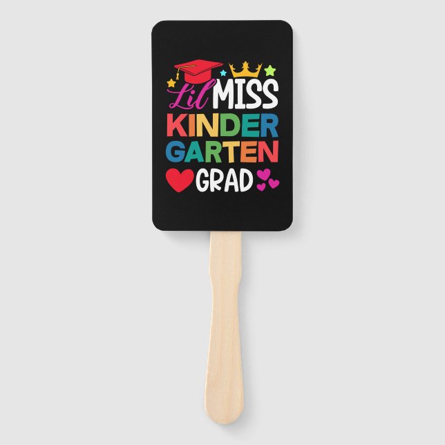 Lil Miss Kindergarten Grad Prek Graduation Hand Fan (Front)