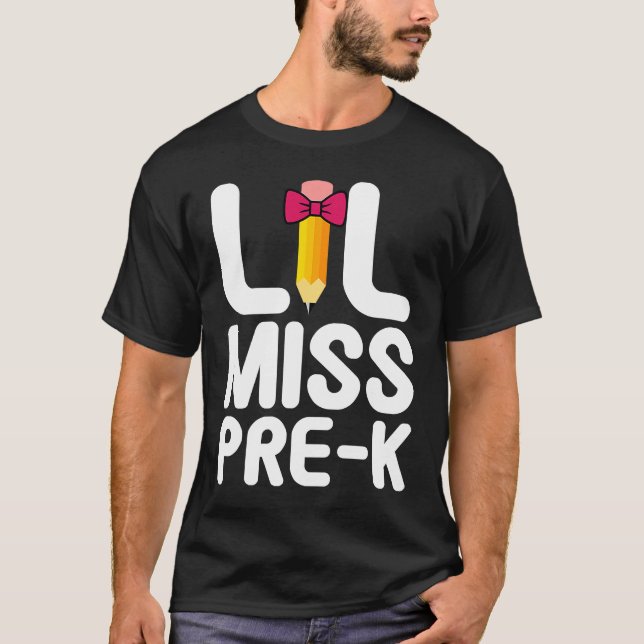 Lil Miss Pre K Cute Pre Kindergarten School T-Shirt (Front)