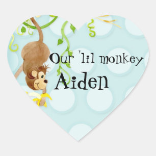 Lil Monkey, Boy Baby Shower Sticker Seal