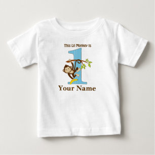 Lil Monkey First Birthday Tshirt Personalised