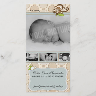 Lil Monkey New Baby Birth Announcements