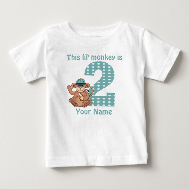 Lil Monkey Personalised 2nd Birthday Shirt (Front)