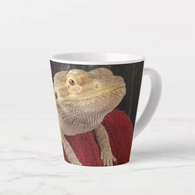 Lil' Murph Funny Cute Bearded Dragon Lizard Latte Mug (Right Angle)