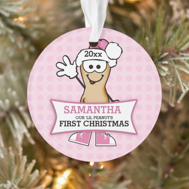 Lil Peanut (pink) Baby's 1st Christmas Ornament (Tree)