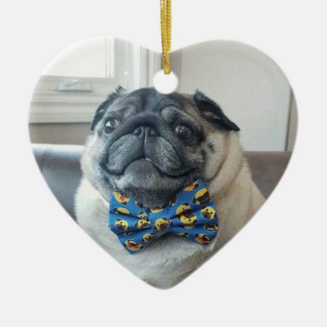 Lil Pickles Da Pug Heart Ornament (Front)