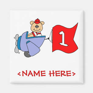 Lil Pilot Bear 1st Birthday Magnet