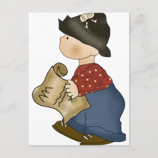 Lil Pirate Boy with Treasure Map Postcard