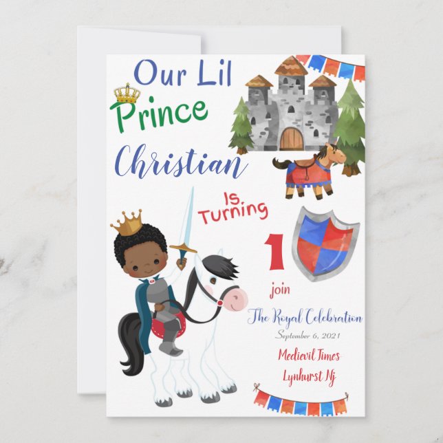 Lil Prince Birthday Invitation Card (Front)