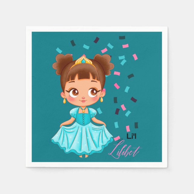 Li'L Princess LILIBET Turquoise Pretty Girly Gift Napkin (Front)