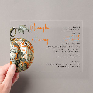 Li'l Pumpkin Baby Shower Acrylic Invitations