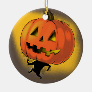 Lil' Pumpkin Head Ceramic Tree Decoration