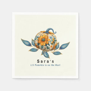 L'il Pumpkin on the Way Colourful Baby Shower  Napkin