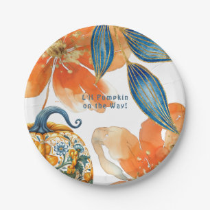 L'il Pumpkin on the Way Colourful Baby Shower  Paper Plate