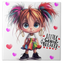 Lil Quirky Girl Heartbreaker Ceramic Tile