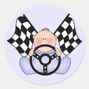 Lil Race Winner Baby Boy Classic Round Sticker