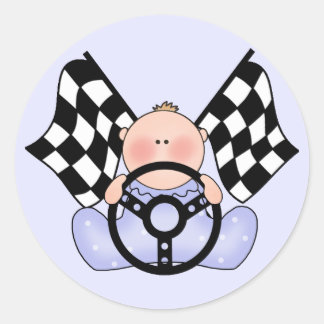 Lil Race Winner Baby Boy Classic Round Sticker