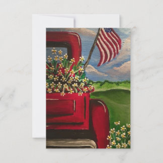 Lil Red Truck Americana Patriotic Note Cards