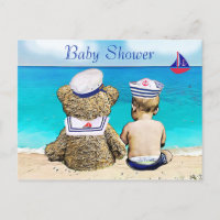 Lil' Sailor and Teddy Bear Baby Shower Invites