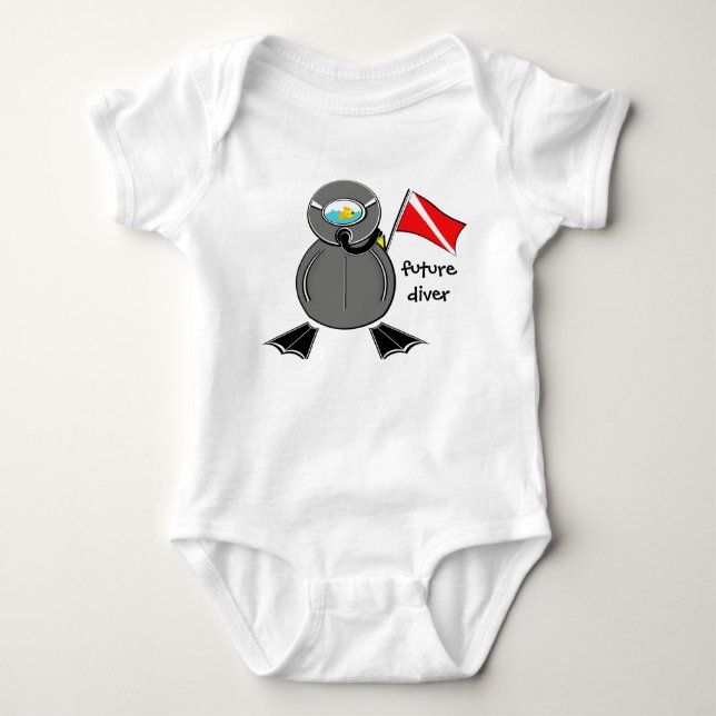 Lil Scuba Dude Future Diver Baby Bodysuit (Front)